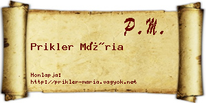 Prikler Mária névjegykártya